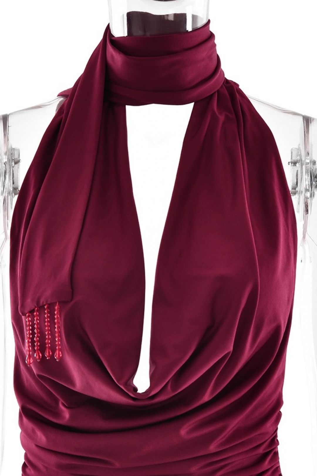 Sexy Waist-Revealing Strappy Top And Hip-Covering Short Skirt Suit