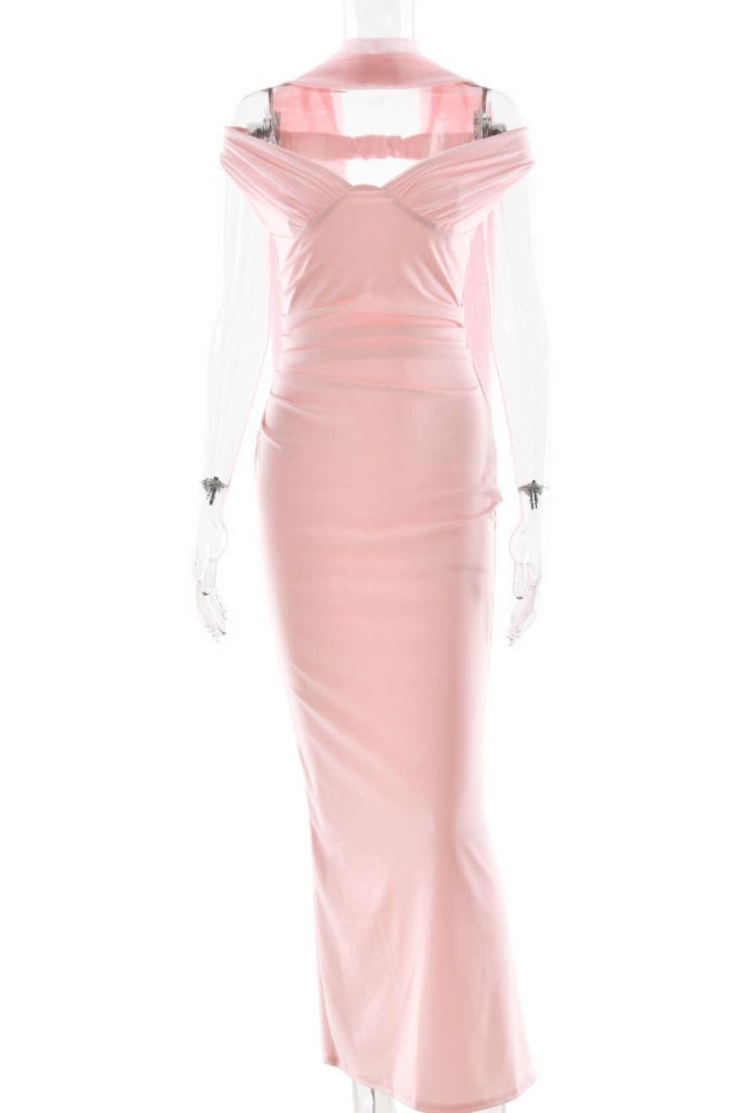 Elegant Tube Top Solid Color Dress Sexy Sleeveless Slim Backless Dress