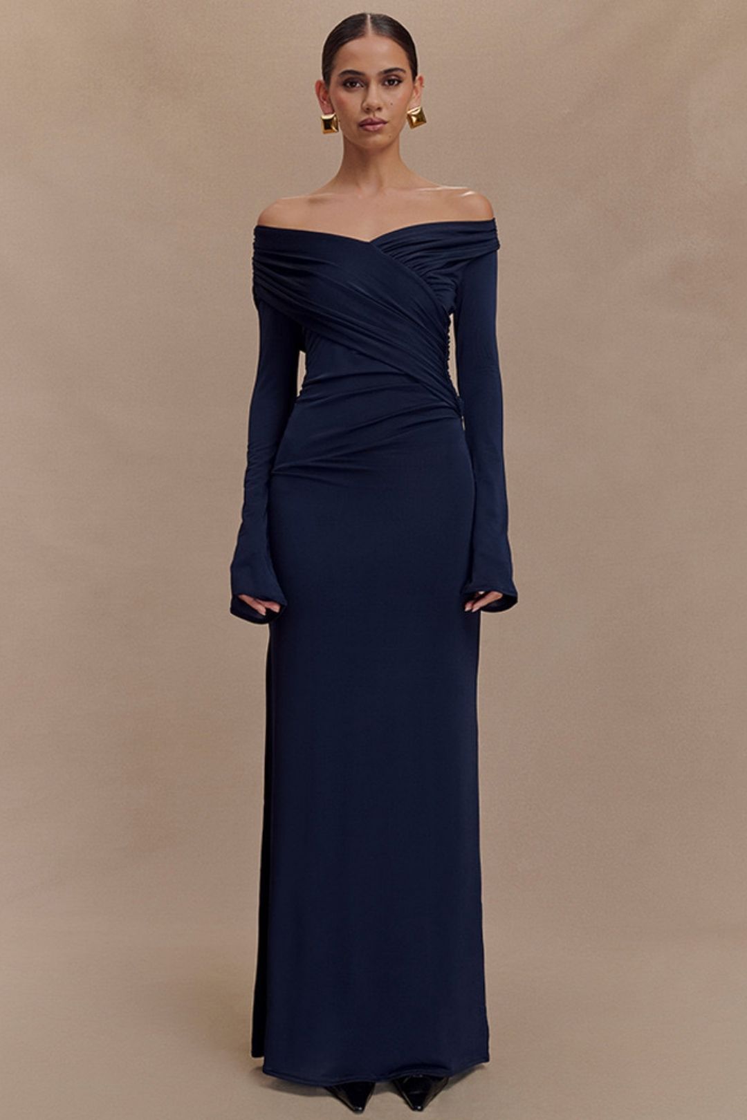 Sexy V Neck Pleated Hip-Hugging Dress