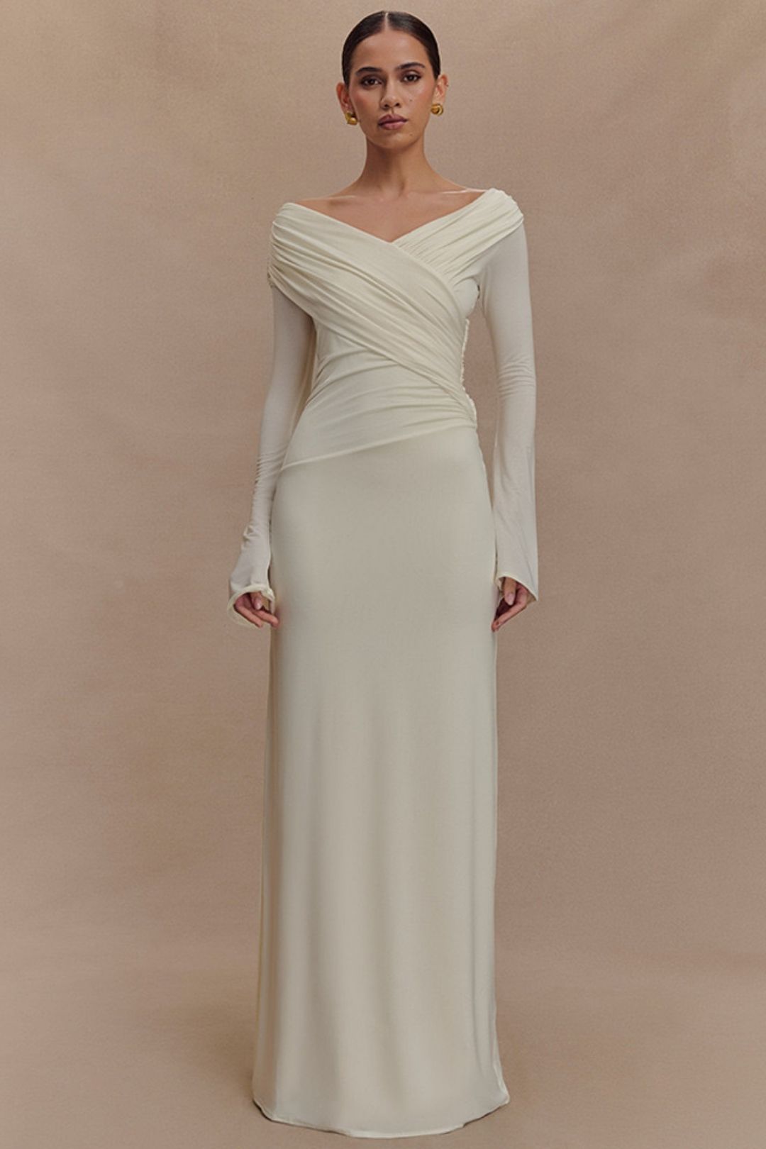 Sexy V Neck Pleated Hip-Hugging Dress