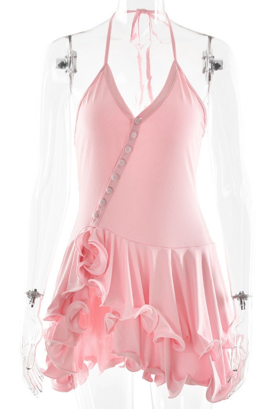 Halter V-Neck Short Skirt Sexy Hot Girl Backless Dress