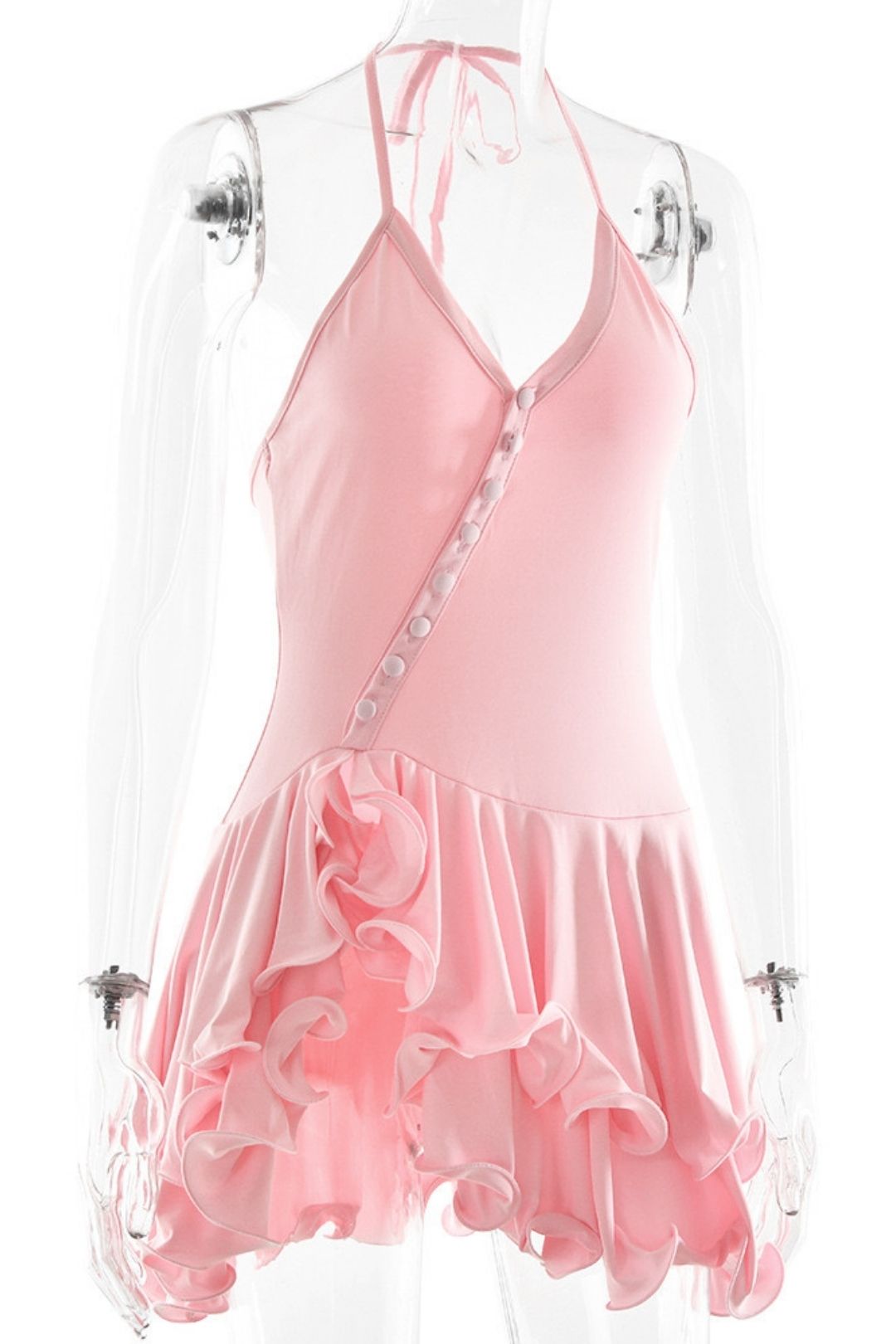 Halter V-Neck Short Skirt Sexy Hot Girl Backless Dress