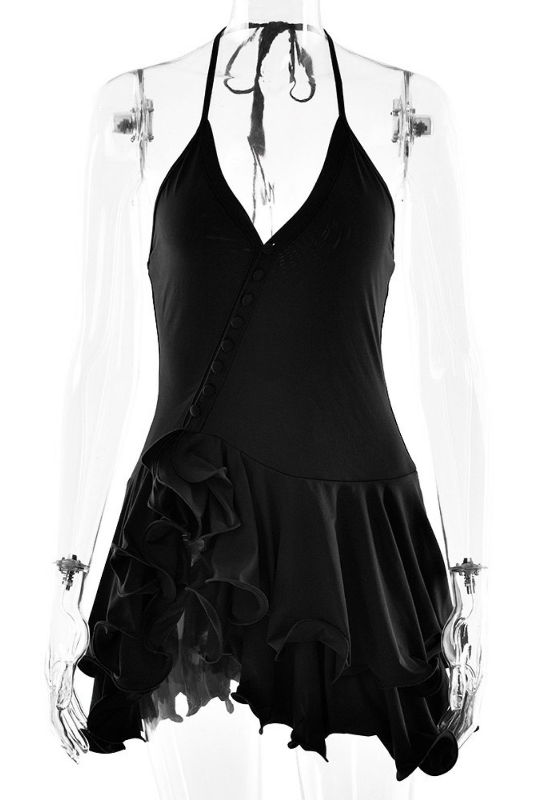 Halter V-Neck Short Skirt Sexy Hot Girl Backless Dress