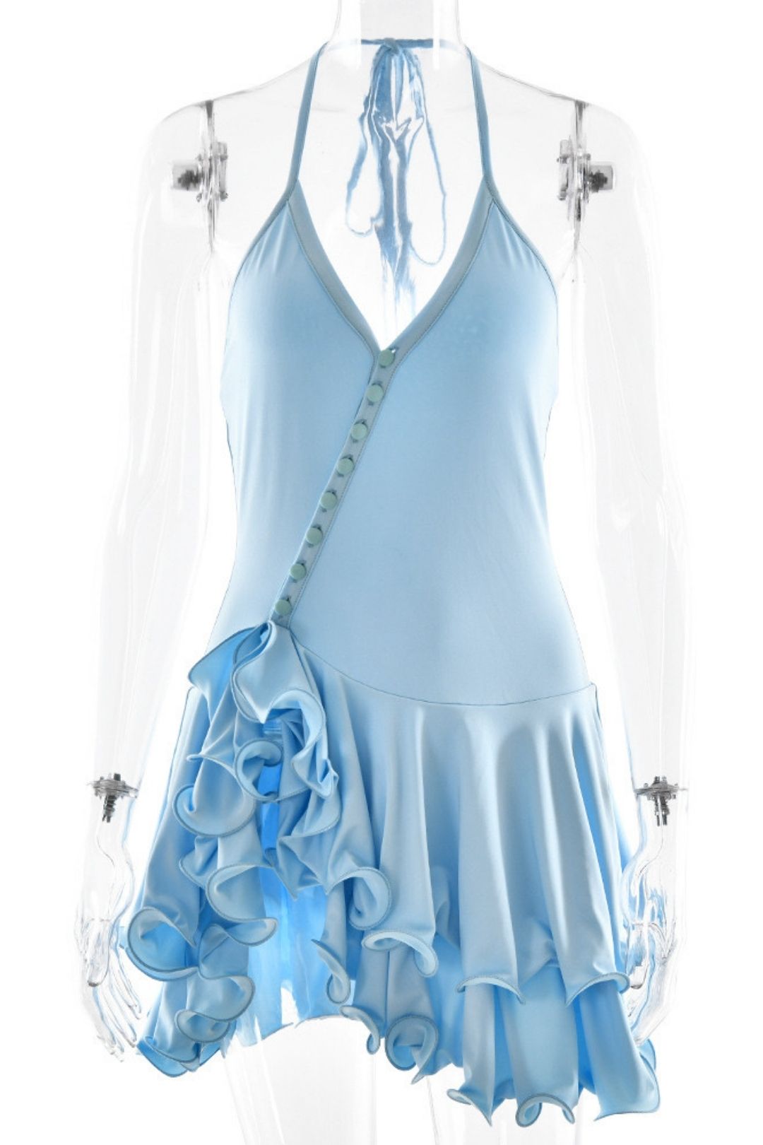 Halter V-Neck Short Skirt Sexy Hot Girl Backless Dress