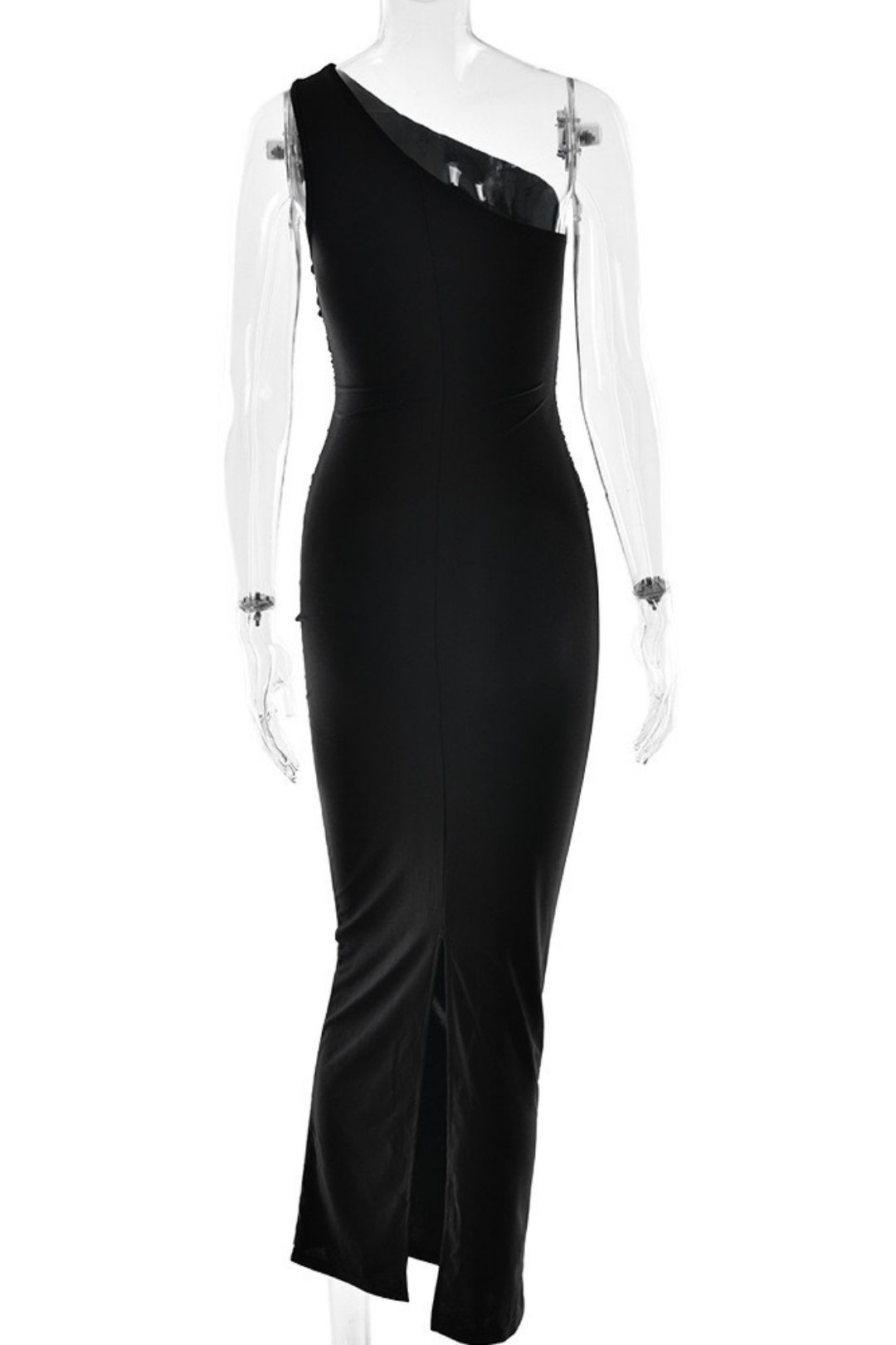 One-Shoulder Pleated Hip-Hugging Dress