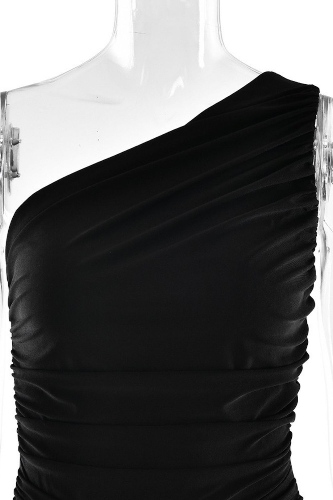 One-Shoulder Pleated Hip-Hugging Dress