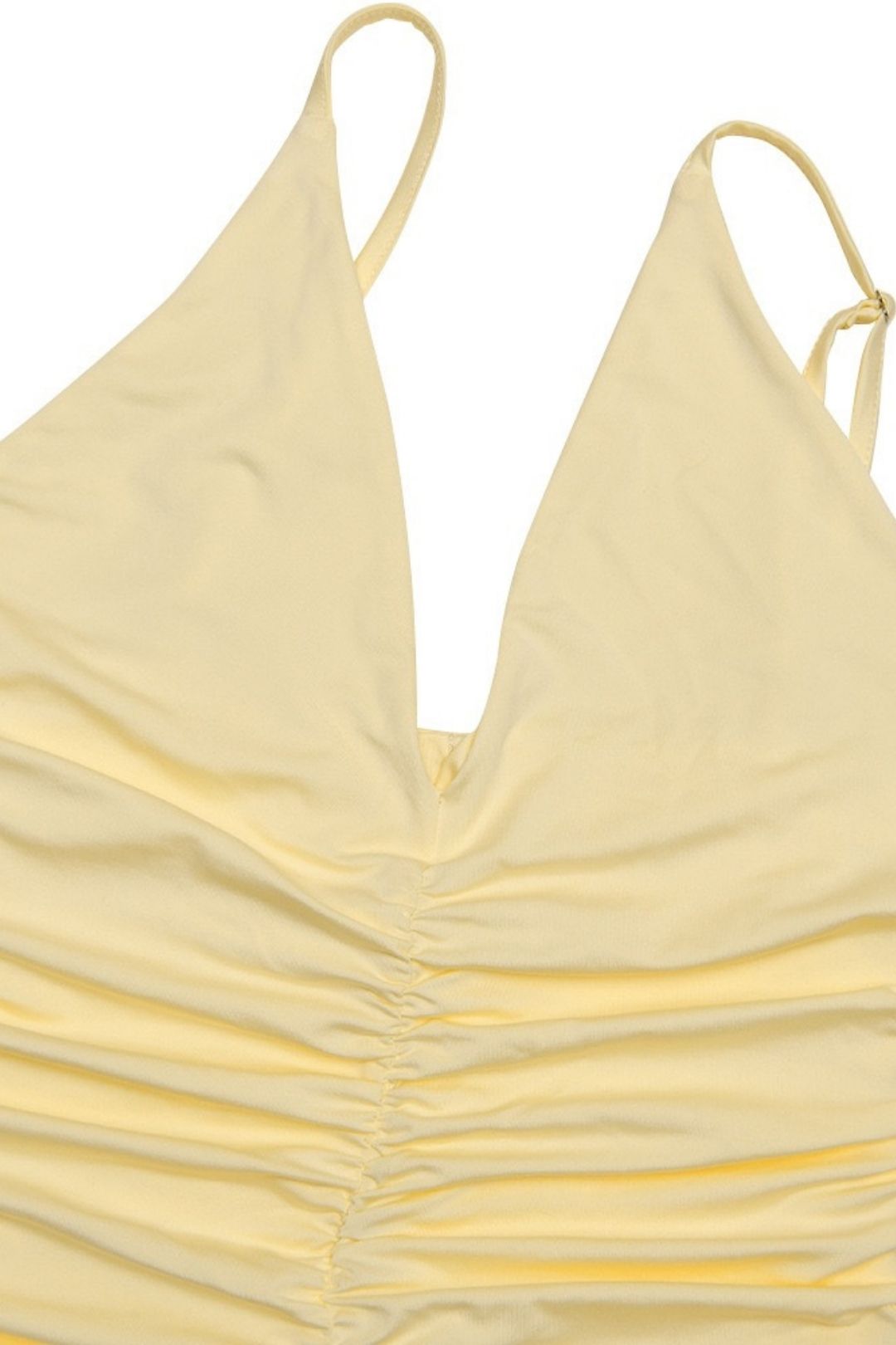 Elegant Suspender Mesh Dress Sexy Deep V Pleated Stitching Backless Dress