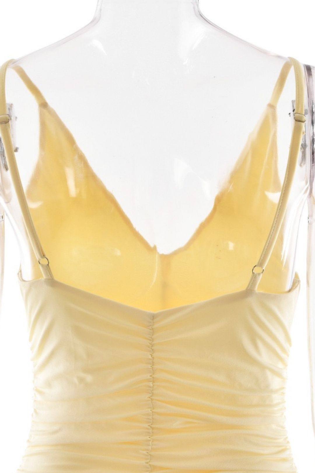 Elegant Suspender Mesh Dress Sexy Deep V Pleated Stitching Backless Dress