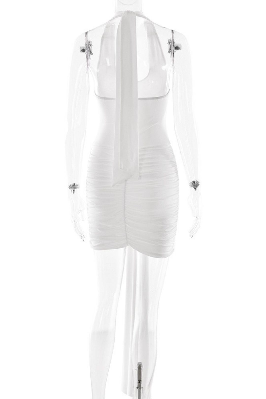 Halterneck Cross-Tie Hip-Covering Short Skirt Slim Pleated Backless Dress