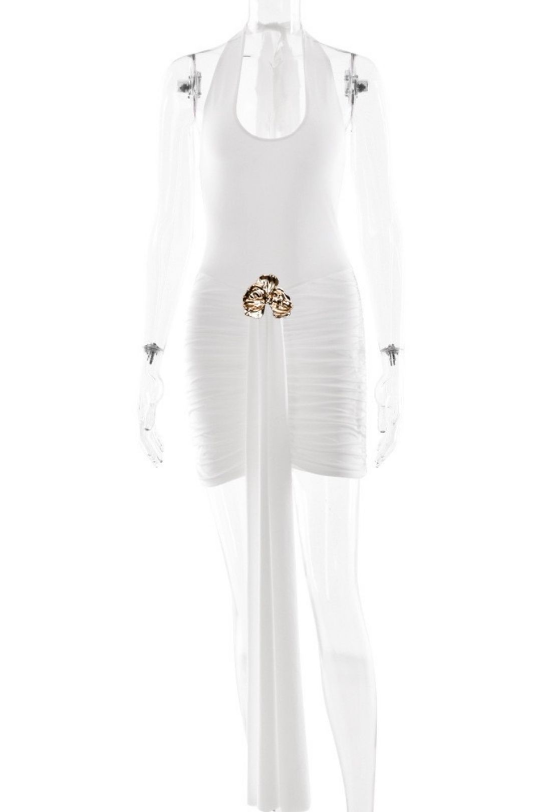 Halterneck Cross-Tie Hip-Covering Short Skirt Slim Pleated Backless Dress