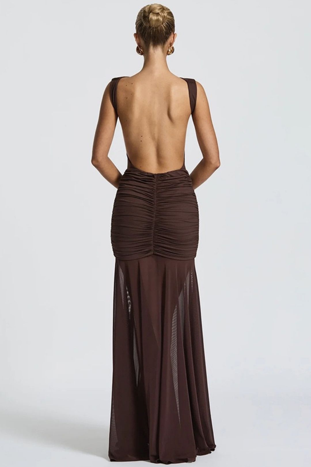 Summer Sleeveless Backless Slit Pleated Waist Long Dress