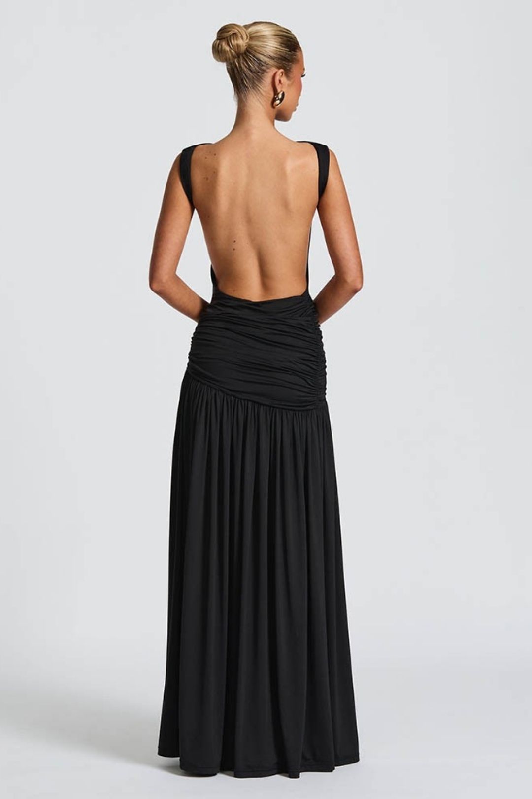 Summer Sleeveless Backless Slit Pleated Waist Long Dress
