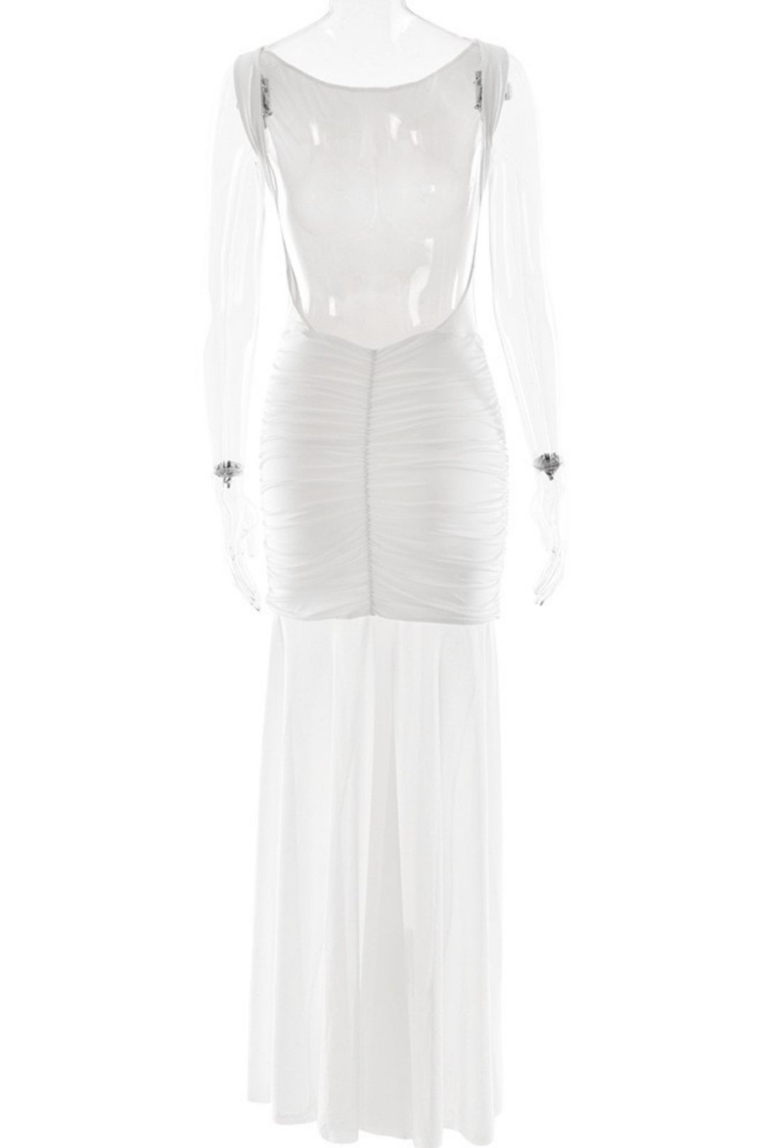 Summer Sleeveless Backless Slit Pleated Waist Long Dress