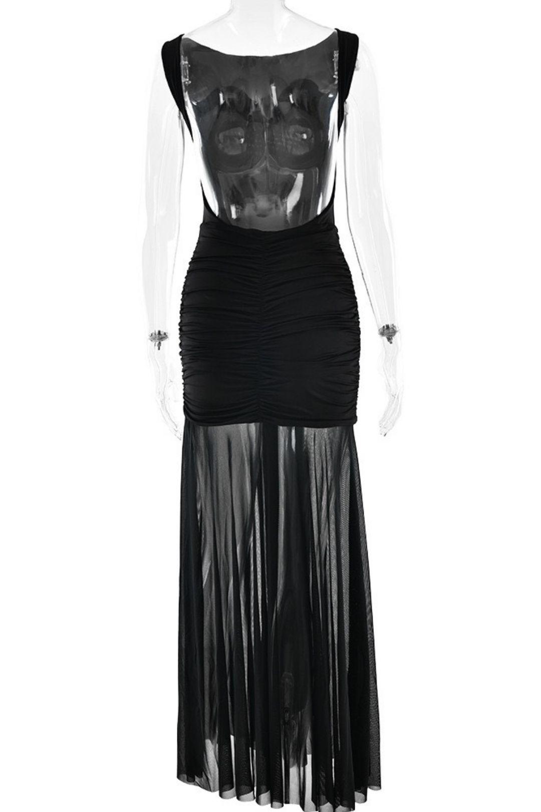 Summer Sleeveless Backless Slit Pleated Waist Long Dress