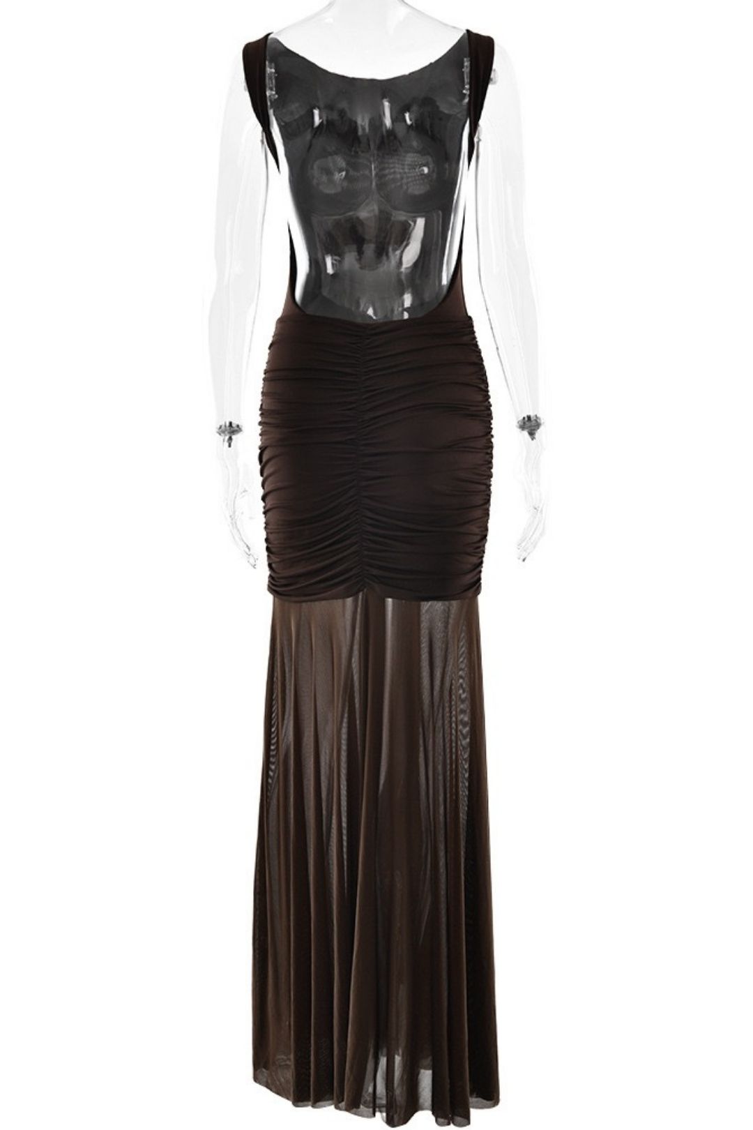 Summer Sleeveless Backless Slit Pleated Waist Long Dress