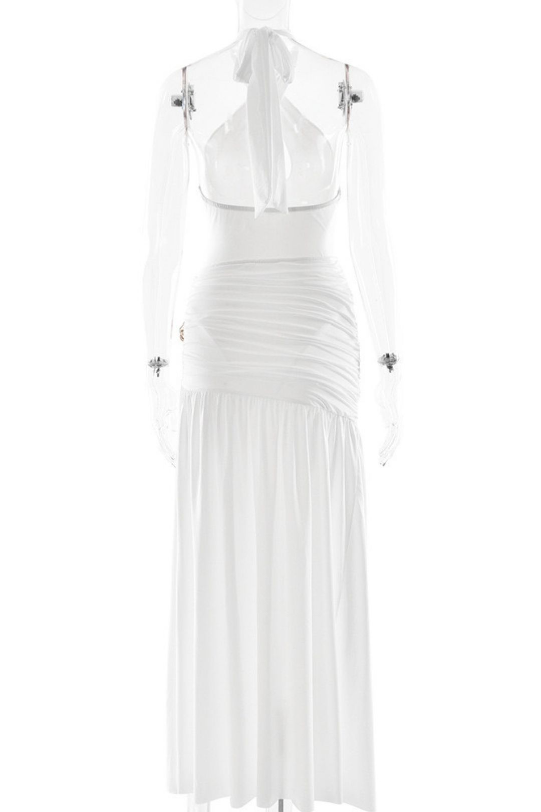 Sexy Backless Jumpsuit Lace-Up Slit Skirt Suit