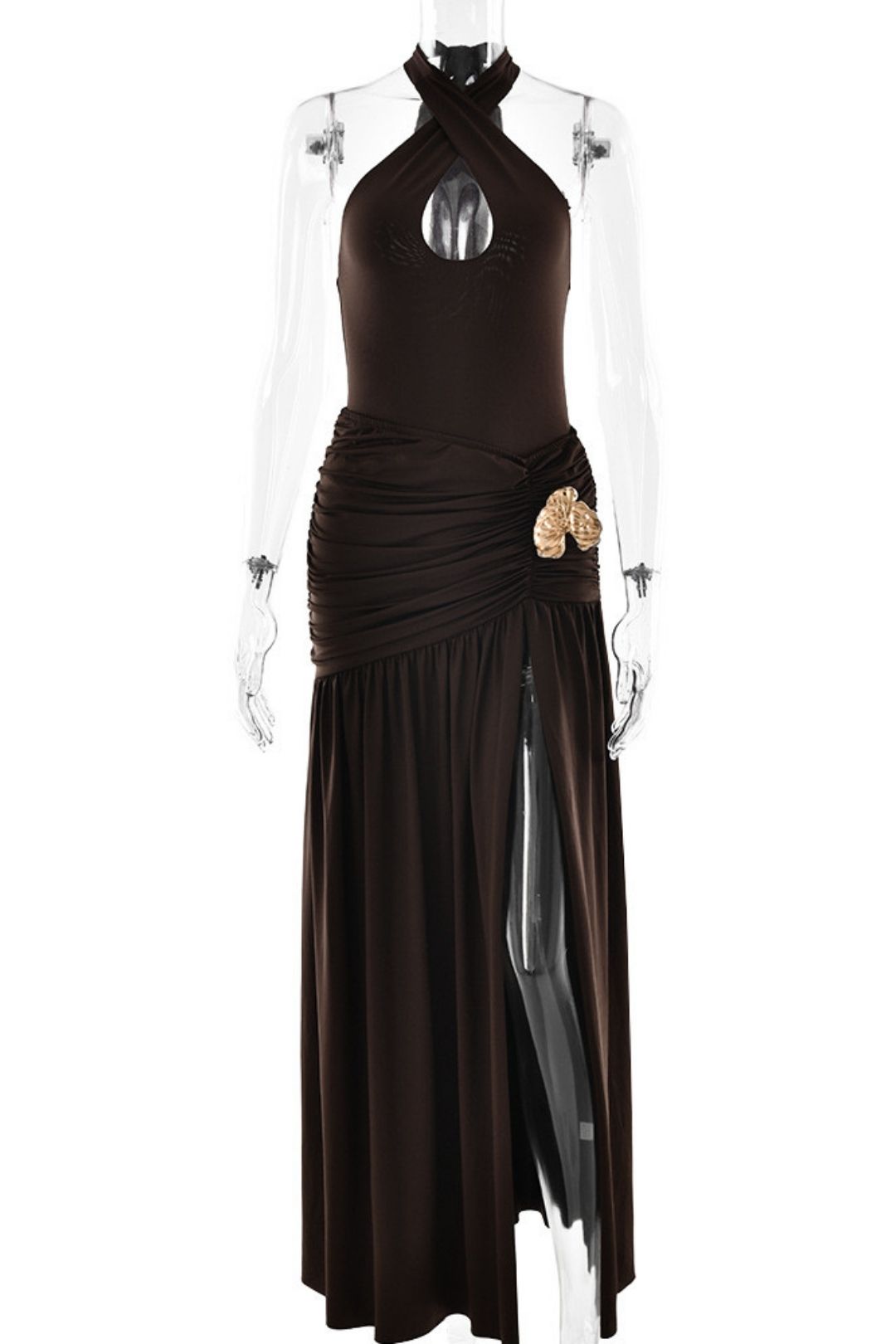 Sexy Backless Jumpsuit Lace-Up Slit Skirt Suit