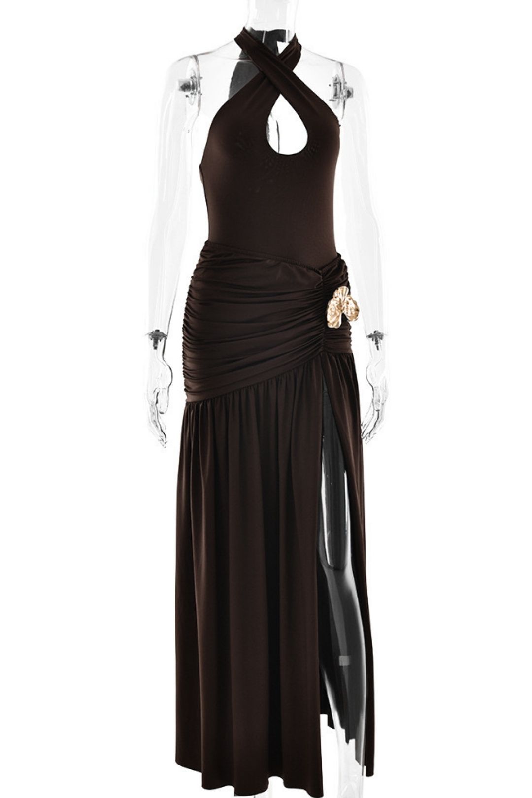 Sexy Backless Jumpsuit Lace-Up Slit Skirt Suit