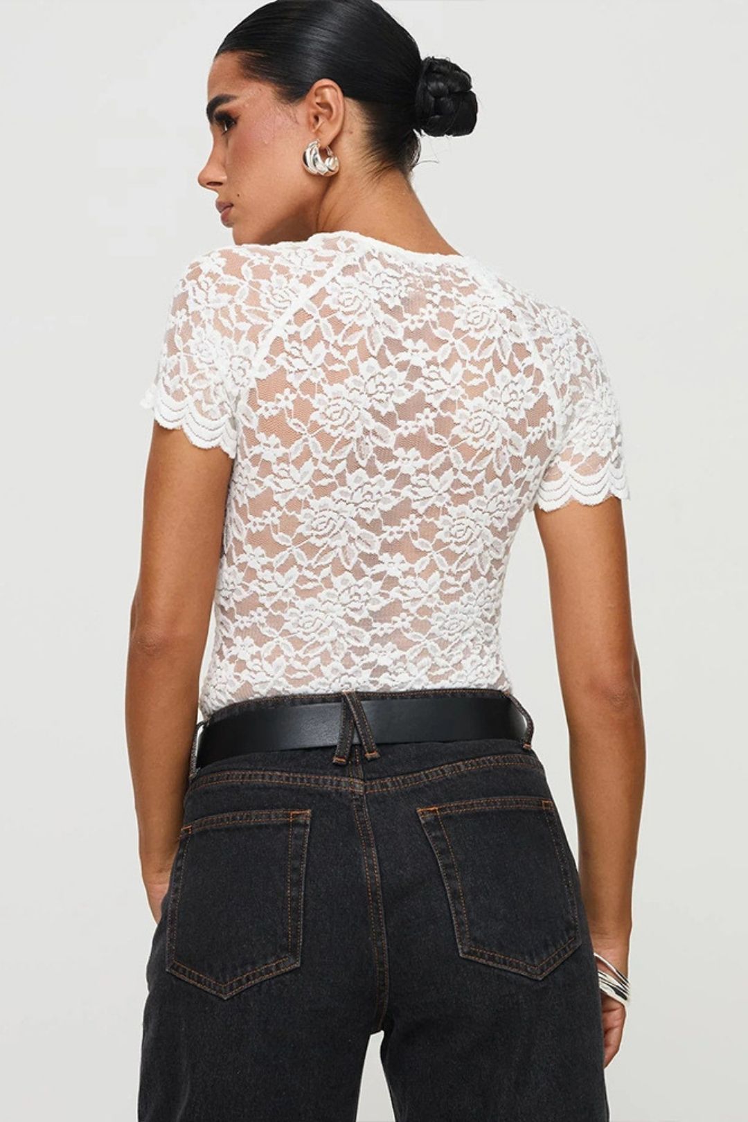 Sexy Half-sleeve Hollow-out Bodysuit