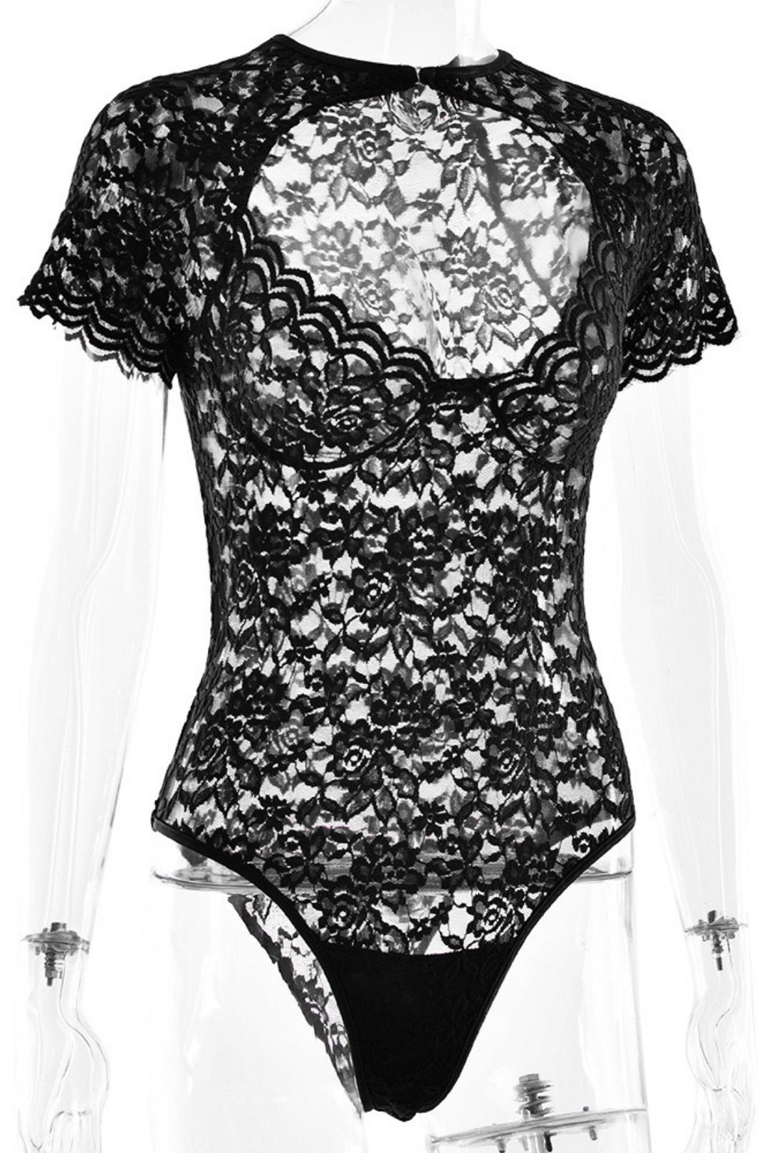 Sexy Half-sleeve Hollow-out Bodysuit