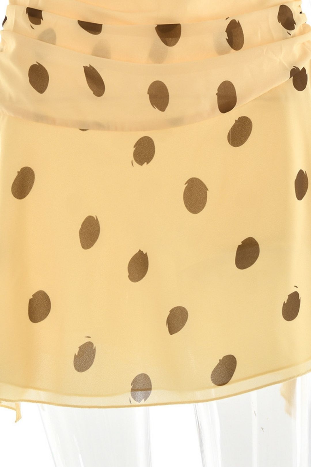 Polar Dot Chiffon Dress Sexy Neck Deep V Split Backless Dress