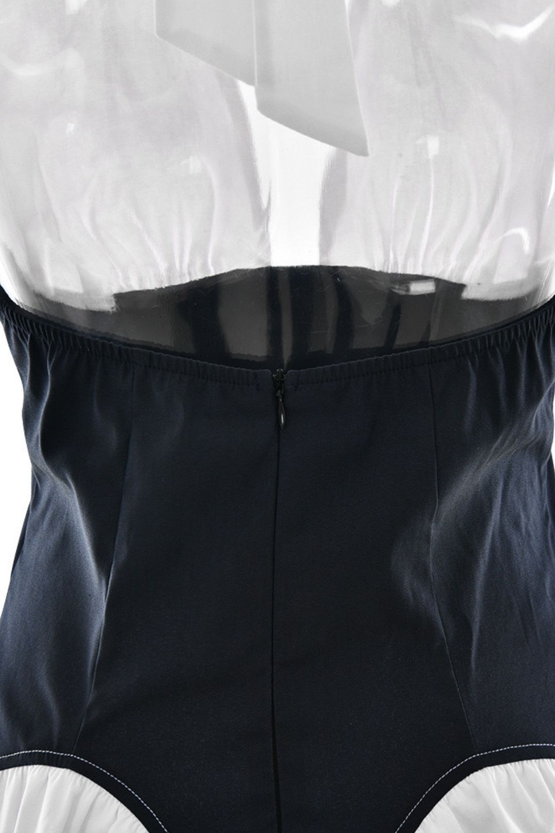 Stitching A- Line Skirt Sexy Deep V Collar Neck Waist Dress