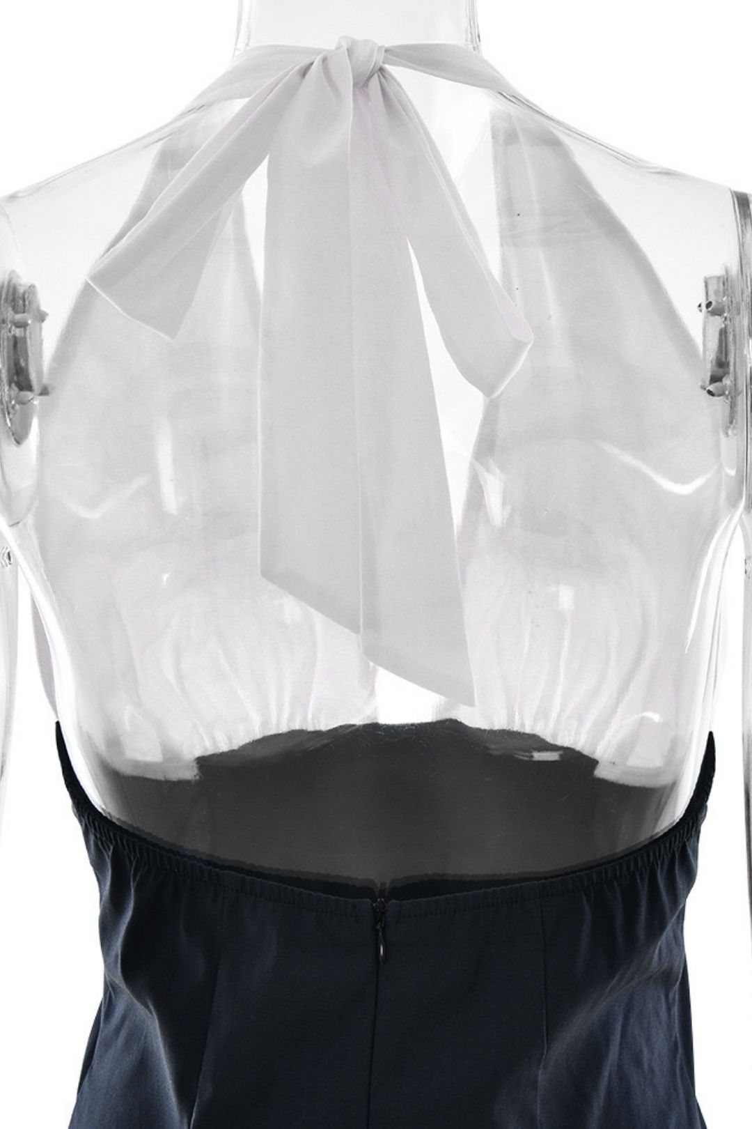 Stitching A- Line Skirt Sexy Deep V Collar Neck Waist Dress