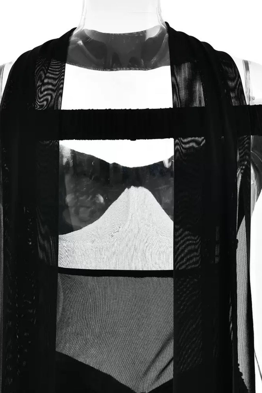 Sexy Backless Dress Mesh Pleated Slit Long Dress