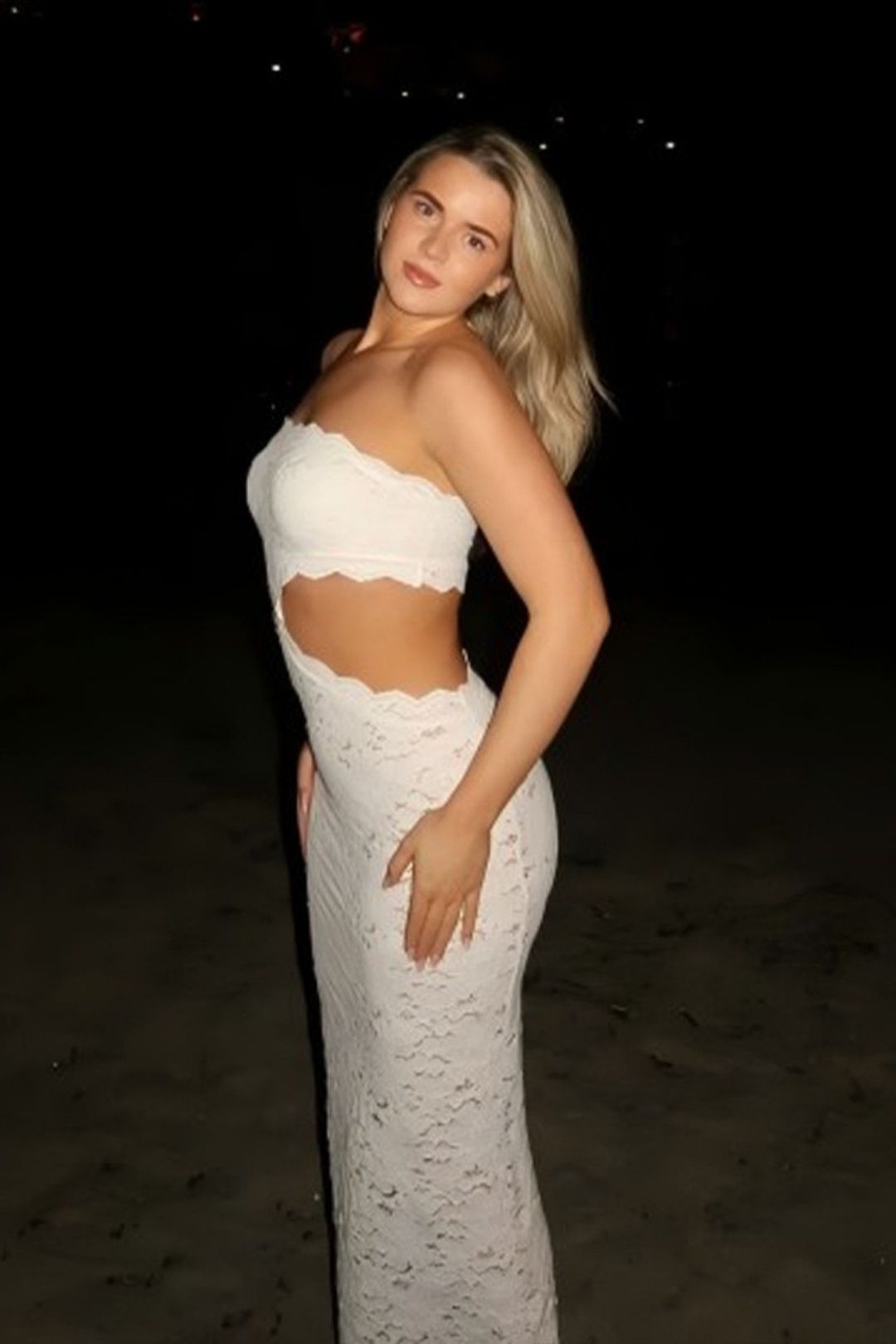 Sexy Lace Hollow Out Slit Women's Strapless Dress