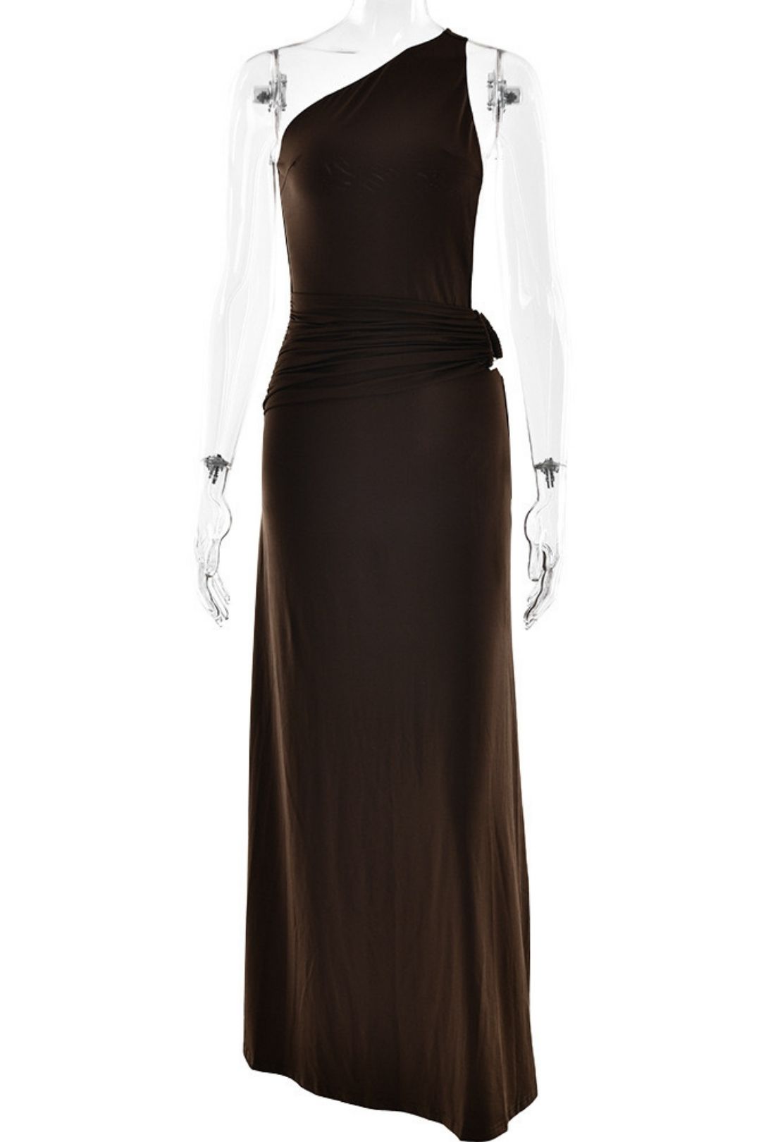 Elegant And Fashionable Sloping Shoulder Backless Metal Dress