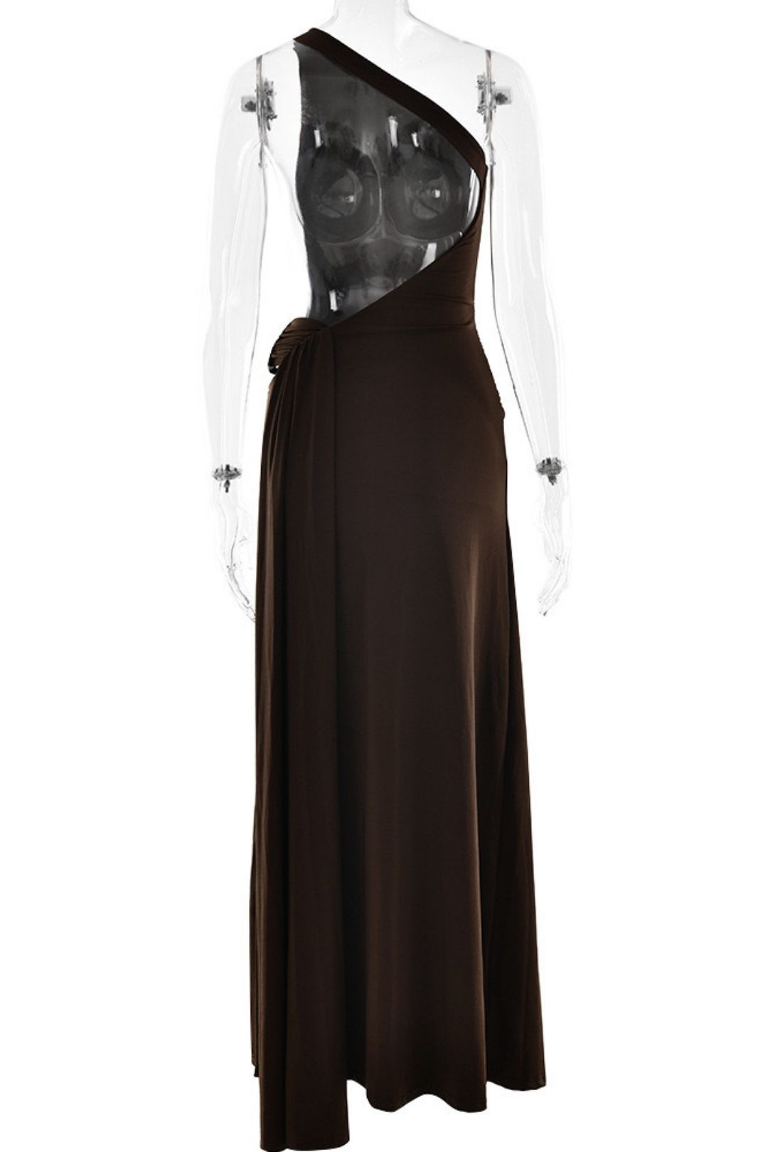 Elegant And Fashionable Sloping Shoulder Backless Metal Dress