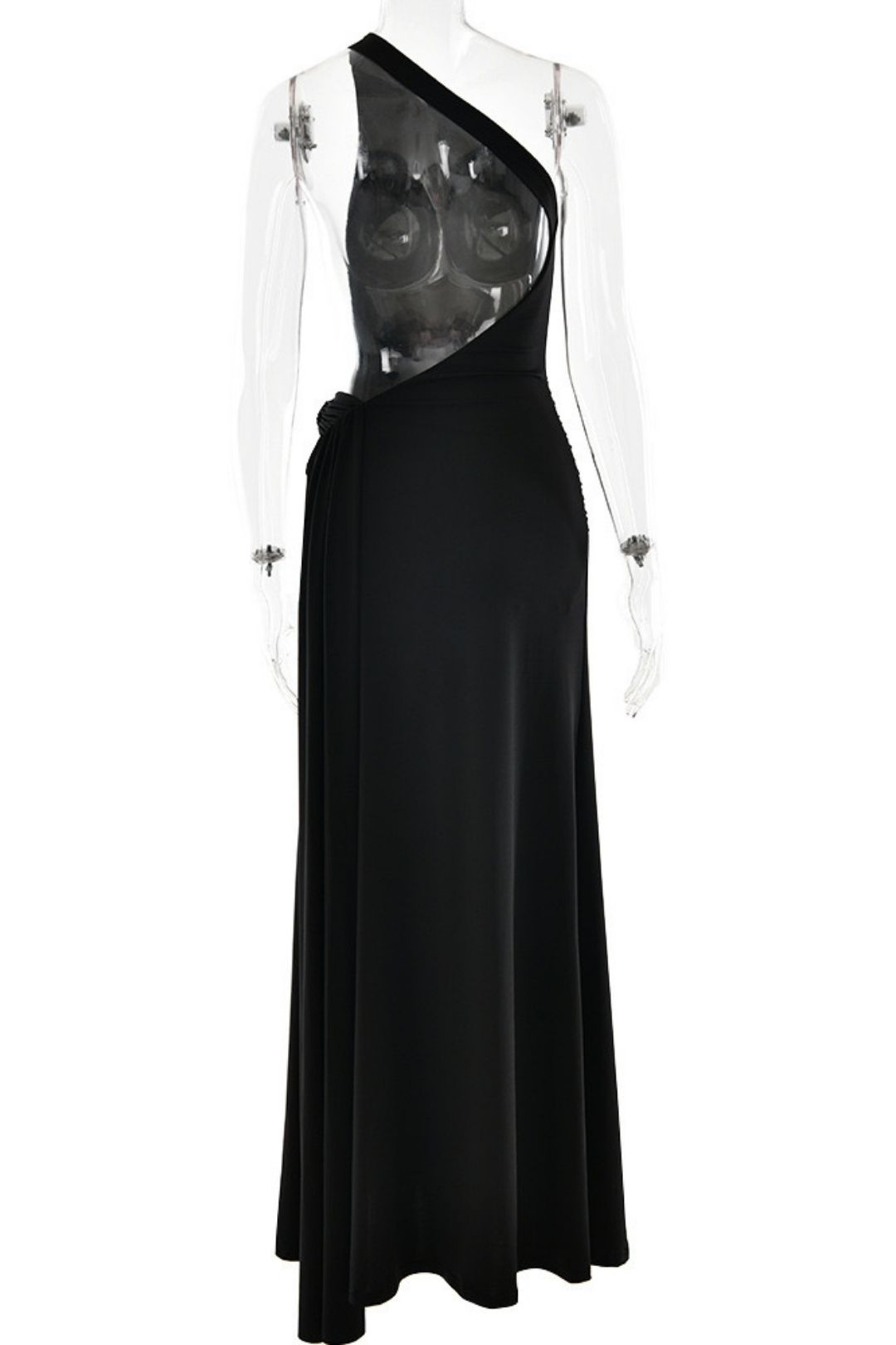 Elegant And Fashionable Sloping Shoulder Backless Metal Dress