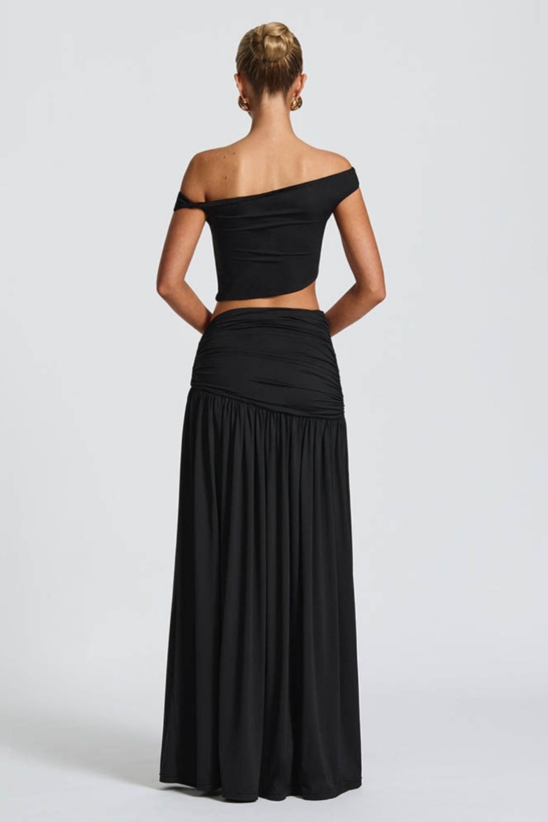 Sexy Tube Top Vest Pure Color Slit Long Skirt Two-Piece Set