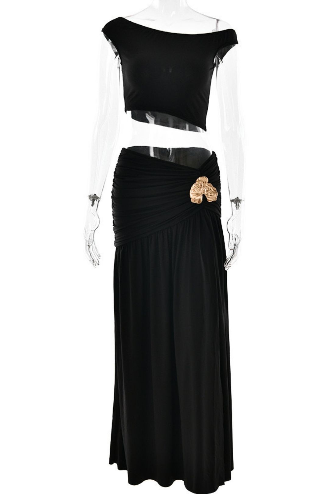 Sexy Tube Top Vest Pure Color Slit Long Skirt Two-Piece Set