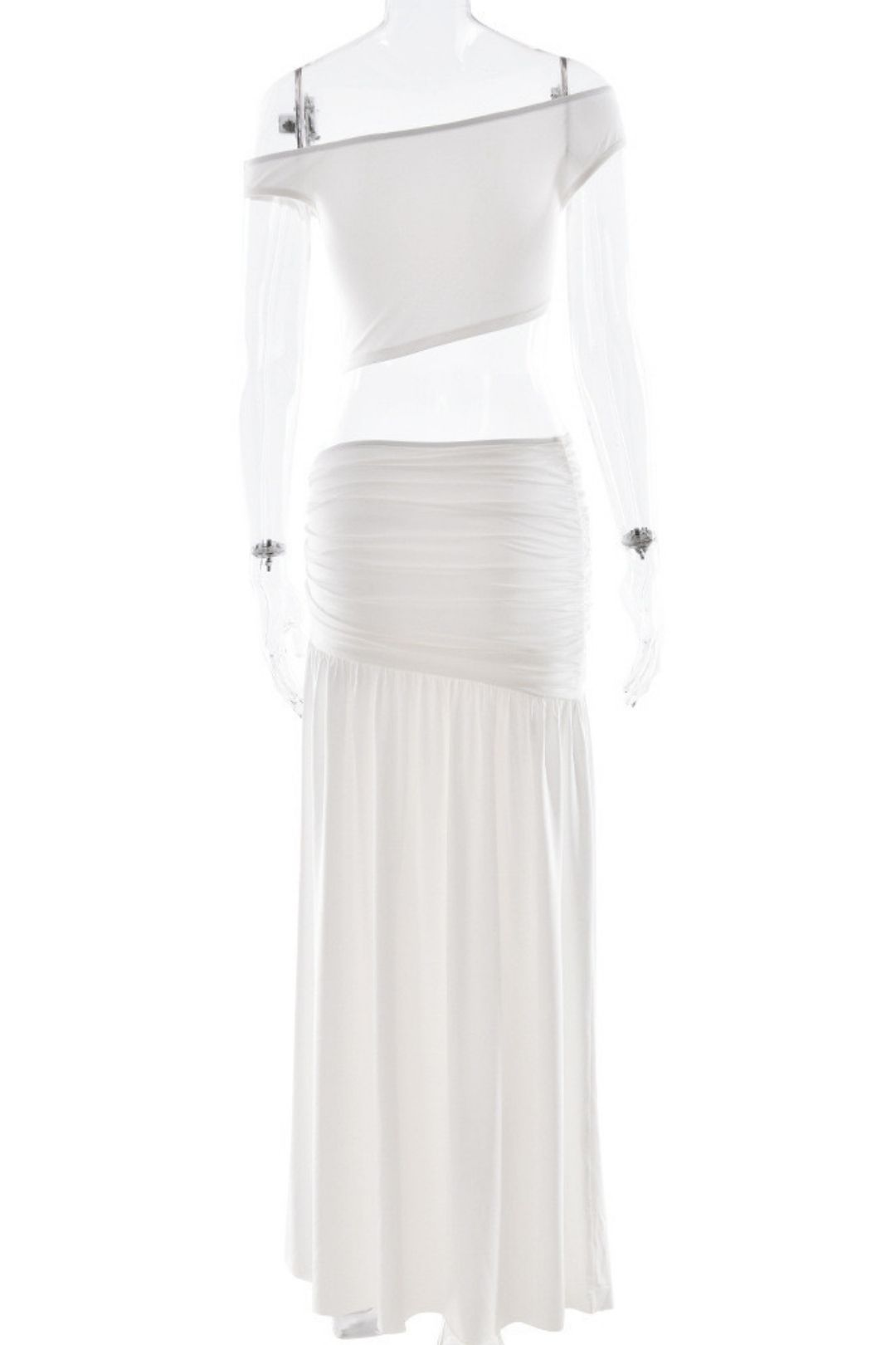 Sexy Tube Top Vest Pure Color Slit Long Skirt Two-Piece Set