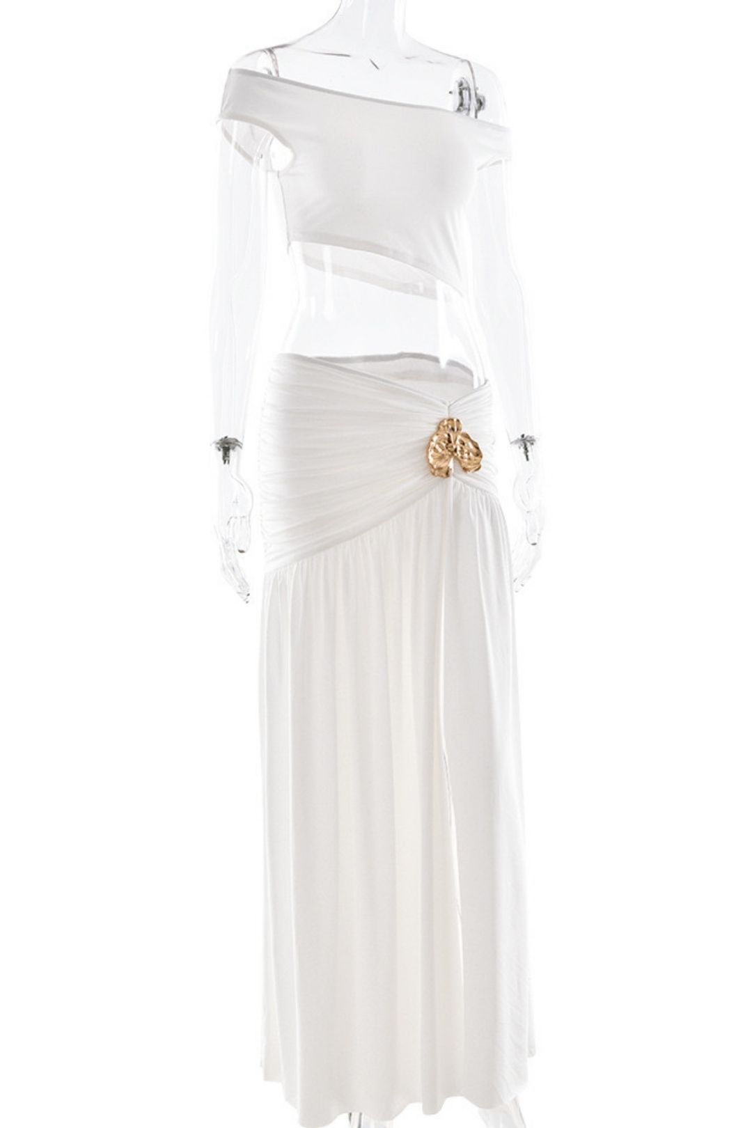 Sexy Tube Top Vest Pure Color Slit Long Skirt Two-Piece Set