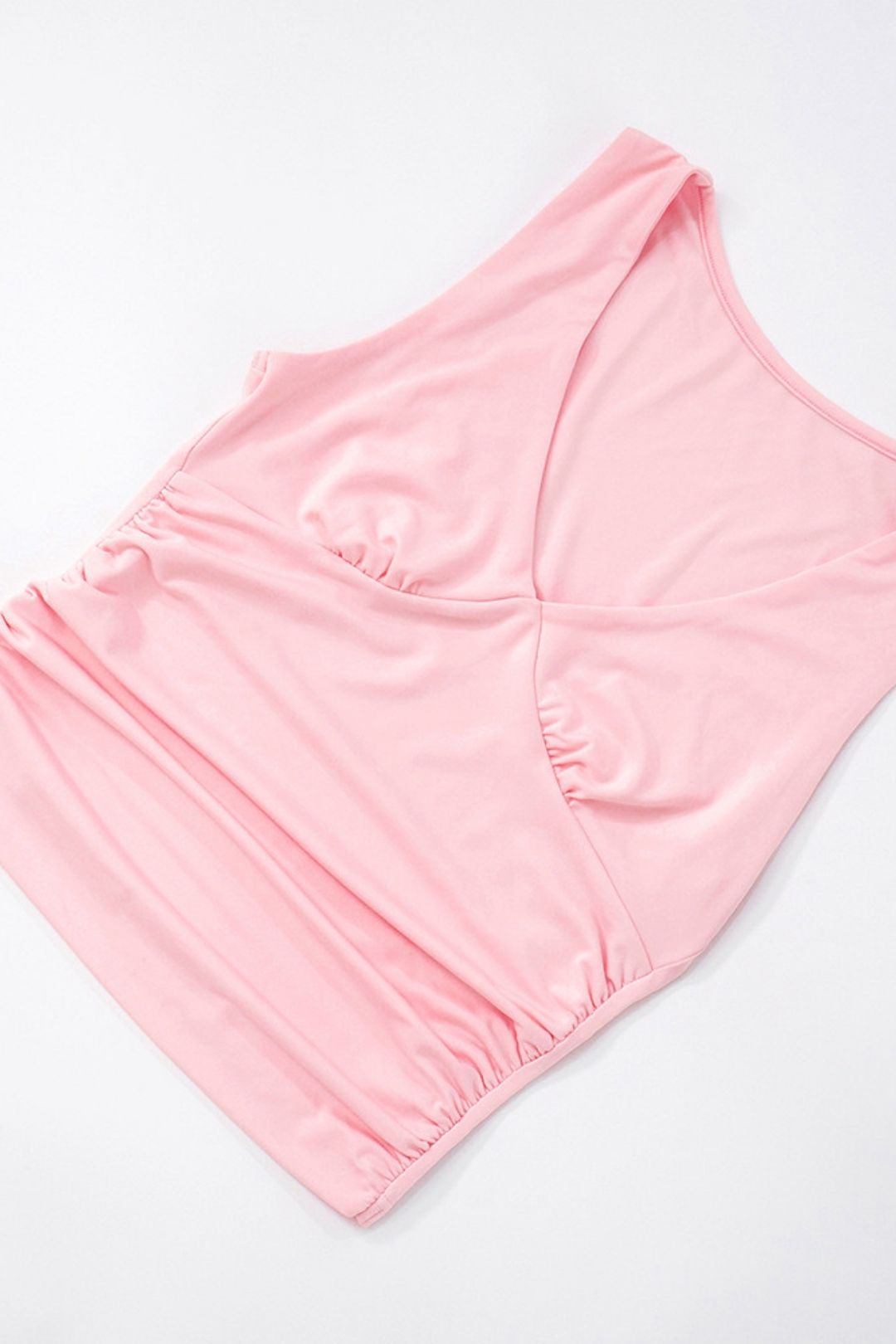 Solid Color V-neck Pleated Sexy Vest Top