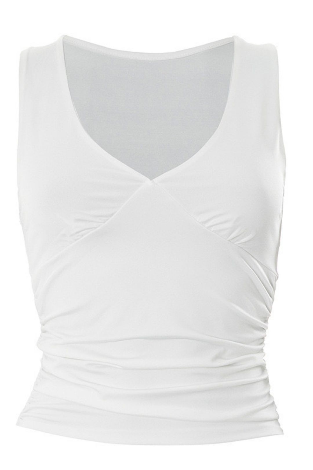 Solid Color V-neck Pleated Sexy Vest Top