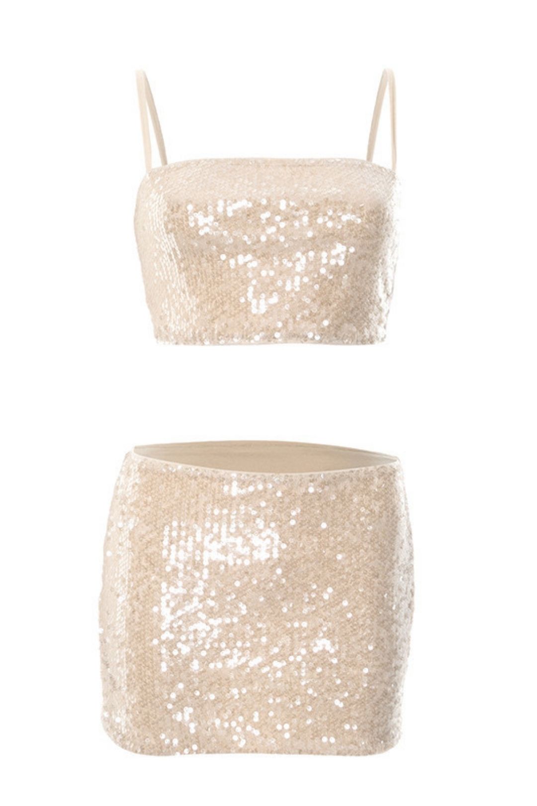 Sequin Camisole Hip-Covering Short Skirt Suit