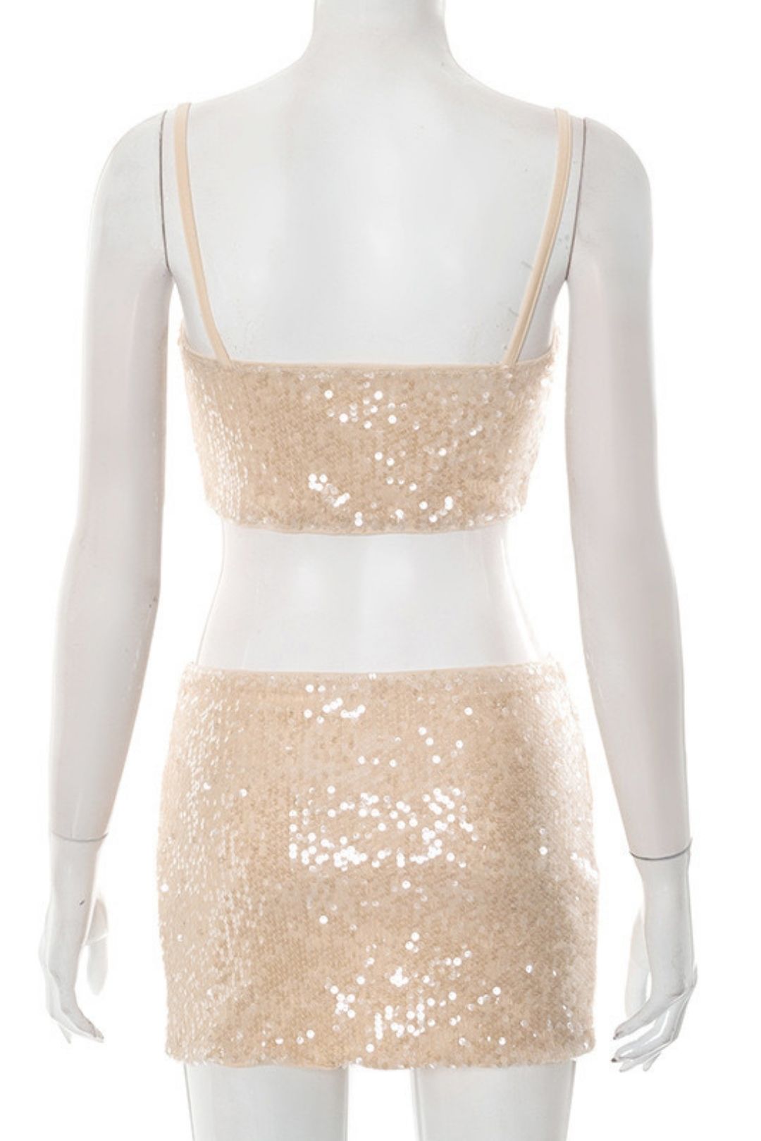 Sequin Camisole Hip-Covering Short Skirt Suit