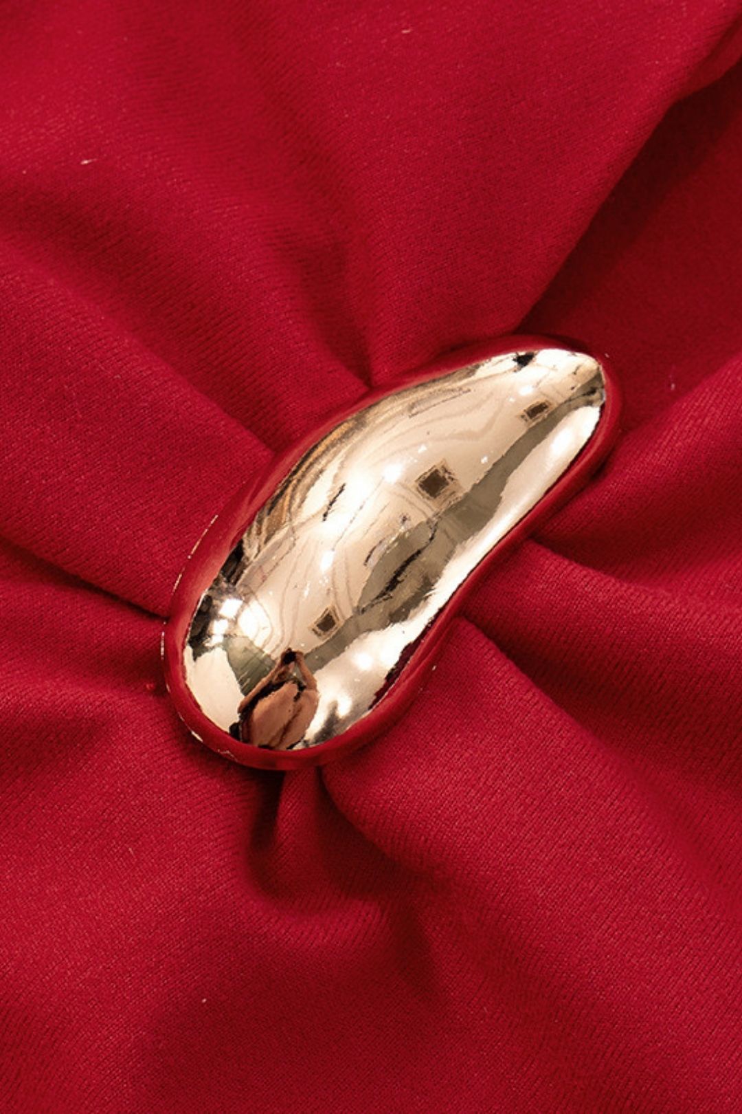 Summer Pure Color U-Neck Ribbon Cut Out Metal Ring Backless Dress