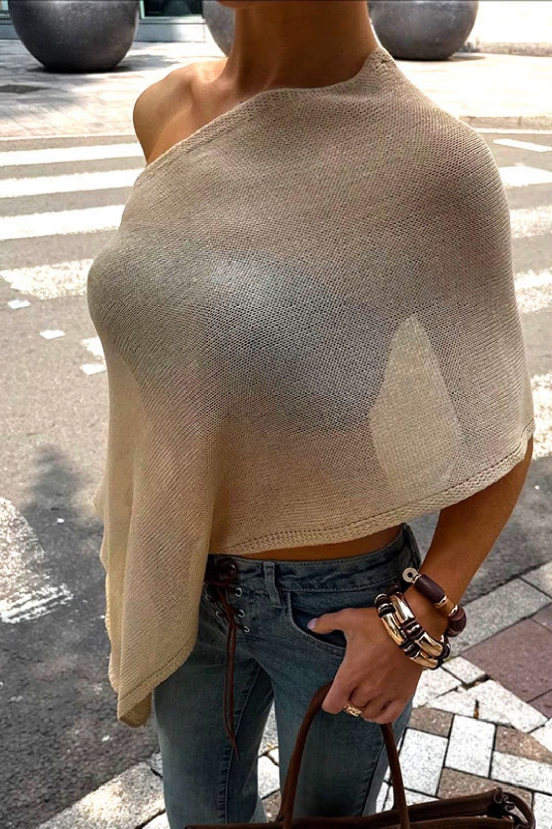 New Pure Color Slanted Shoulder Sleeveless One-piece Sexy Blouse Top