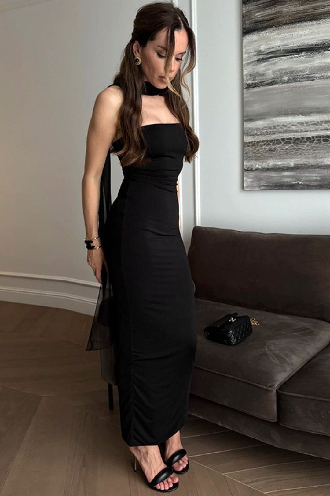 New Solid Color Ribbon Tube Hip Sexy Dress