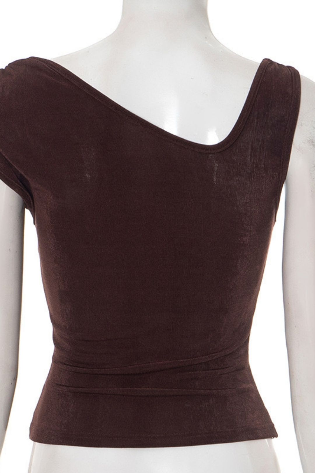 Pure Color Asymmetrical Metal Buckle Vest Tops