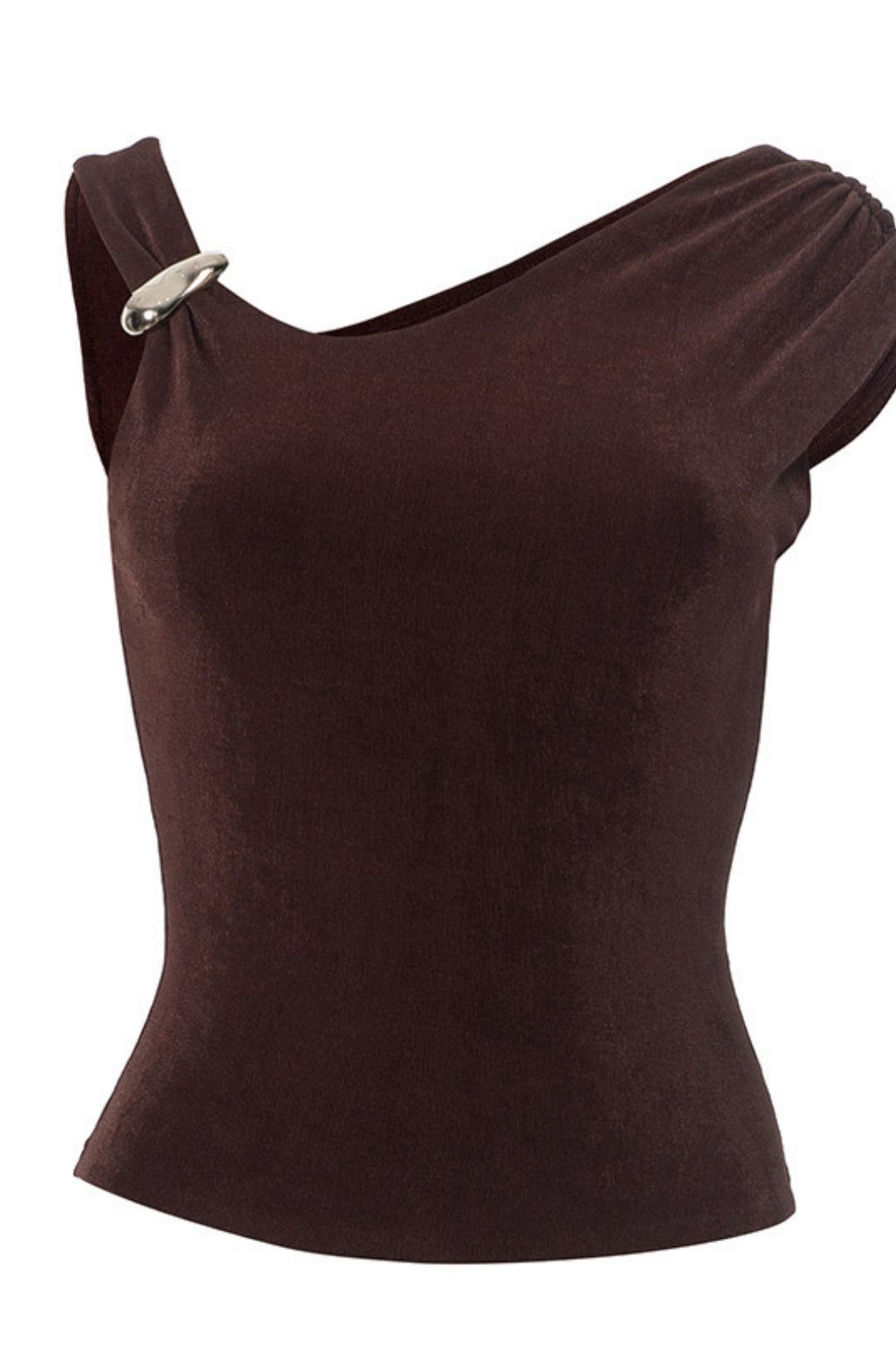 Pure Color Asymmetrical Metal Buckle Vest Tops