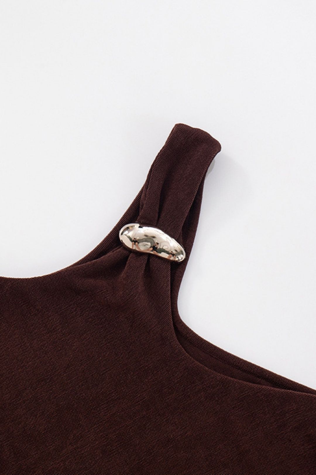 Pure Color Asymmetrical Metal Buckle Vest Tops