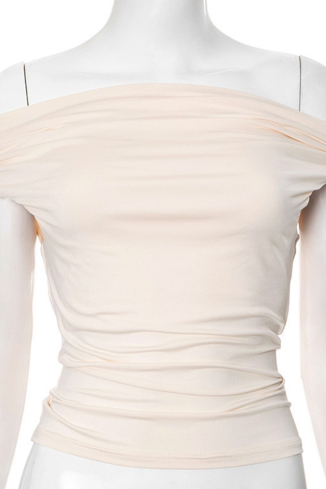 Solid Color Pleated Shoulder Slim-fit Shoulder Top