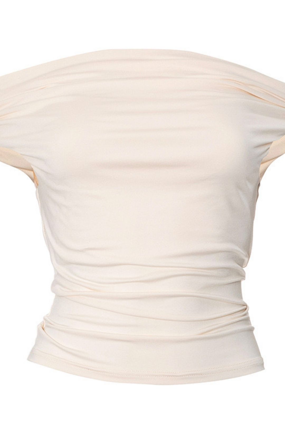 Solid Color Pleated Shoulder Slim-fit Shoulder Top