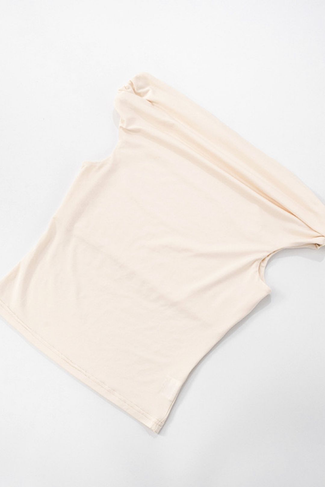 Solid Color Pleated Shoulder Slim-fit Shoulder Top