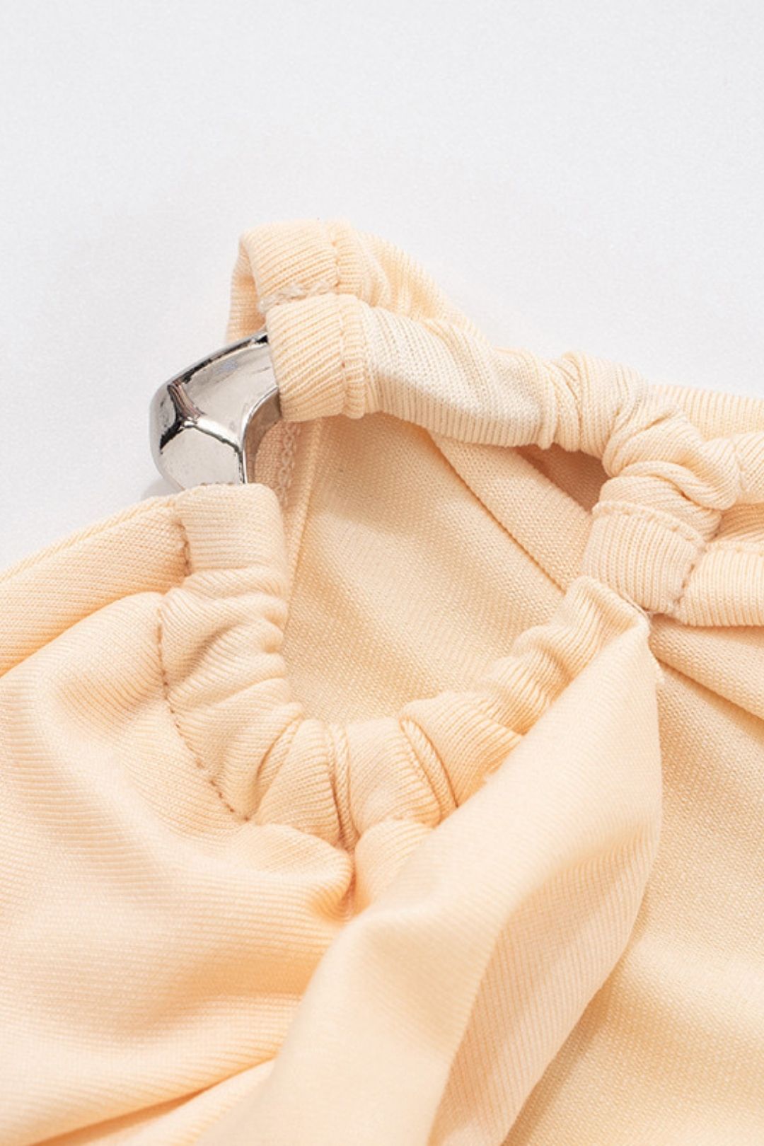 New Pure Color Swing Collar Silver Buckle Short-sleevedt-shirt Tops